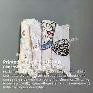 Trapos de Algodón Industriales de Alta Absorción, Trapos de Camiseta Blancos Impresos, Paños de Limpieza Blancos de 20 KG - Product Image 2