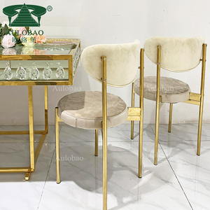 Chaises de salle à manger en velours pieds dorés de luxe meubles d'hôtel - Product Image 6