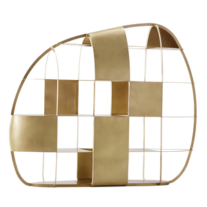 Estantería dorada creativa de lujo ligera de Italia, diseño de gama alta, sala de estar partición para, exhibición de whisky, estante de suelo multicapa - Product Image 2