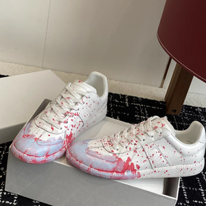 <span class=keywords><strong>Chaussures</strong></span> de skate classiques rétro polyvalentes en cuir véritable pour couple, respirantes, avec motif graffiti et éclaboussures d'encre - Product Image 4