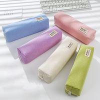 Trousse à crayons en velours côtelé avec logo personnalisé, sac de papeterie coréen mignon, pochette à stylos pour étudiants, broderie OEM, transfert thermique, vente en gros, directement de l'usine