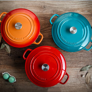 Ensemble de casseroles en fonte émaillée de haute qualité, écologiques, avec poignées à deux anses, design minimaliste, couvercles, casseroles <span class=keywords><strong>DEBIEN</strong></span> 24 cm - Product Image 6