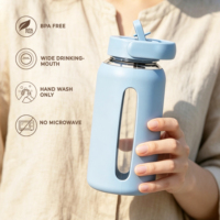 600ml 800ml Draagbare Sportwaterfles Lekvrije Glazen Reisthee- en Fruitkoffiemok Met Flip Straw Deksel