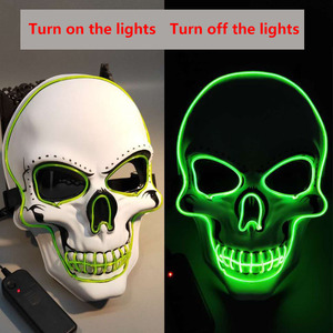 Masque LED d'<span class=keywords><strong>Halloween</strong></span>, masque à fil lumineux pour rave, masque lumineux LED d'<span class=keywords><strong>Halloween</strong></span>, masque effrayant, masque de crâne effrayant, masque de cosplay, masque de squelette - Product Image 3