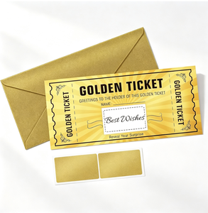 Billet cadeau à gratter doré, carte surprise à révéler avec enveloppe et étiquettes à gratter pour offrir en cadeau - Product Image 1