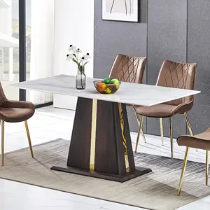 Toptan Modern basit tasarım cam üst kağıt yemek masaları restoran ev mobilyaları