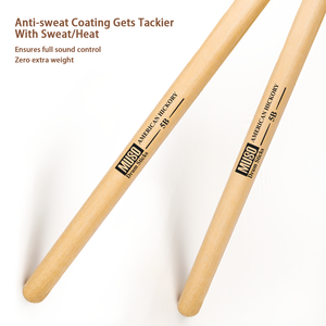 Baguettes de batterie MUSO MA-18 en hickory américain naturel, personnalisation de haute qualité OEM, pour batteurs professionnels - Product Image 6