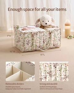 Organisateur de couches <span class=keywords><strong>à</strong></span> fleurs personnalisé, panier de rangement élégant pour la chambre de <span class=keywords><strong>bébé</strong></span>, cadeau indispensable pour une fête prénatale ou article de liste de naissance - Product Image 4