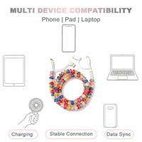 Câbles de données anti-emmêlement 4 en 1 avec perles colorées, câble USB C, accessoires électroniques