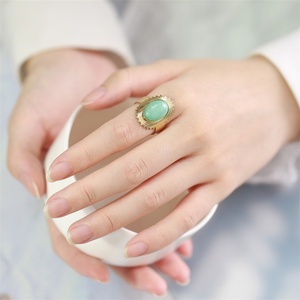 Popular Gold Plated Jewelry Geometric Opening <b>Turquoise</b> Finger <b>Ring</b> - Product Image 4