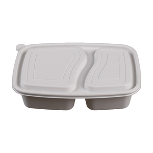 Biosano ecofriendly biodegradable Corn Starch Sugarcane Microwavable 2-compartment Plastic Takeaway Food Container