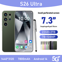 Smartphone Android 15 S26 Ultra en promotion, 22 Go + 2 To, appareil photo HD 108 MP, double SIM, reconnaissance faciale, version originale espagnole