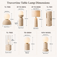 Lampe de chevet en travertin avec abat-jour en tissu, hauteur standard, pour tables de chevet de chambres d'hôtes
