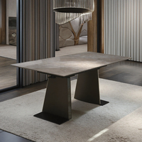 Meubles de salle à manger rectangulaires en céramique de luxe moderne personnalisés, pieds en métal, verre trempé, pliables, extensibles, réglables