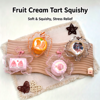 Jouet à presser en silicone de qualité alimentaire OEM, en forme de tarte aux fruits, à rebond lent, porte-clés dessert simulé avec clochette, idéal pour cadeau