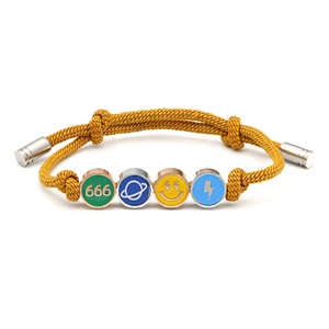 เครื่องประดับคู่รักที่มีเอกลักษณ์เคลือบสีสันสดใสสลักชื่อ<span class=keywords><strong>เลข</strong></span>นำโชค666ดาวเคราะห์สายฟ้าฟาดเชือกสายรัดกำไลข้อมือ - Product Image 2
