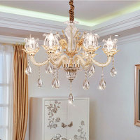 Candelabros de lujo europeos Villa decorativa luces colgantes con velas flor taza Francia lámpara de techo para sala de estar comedor