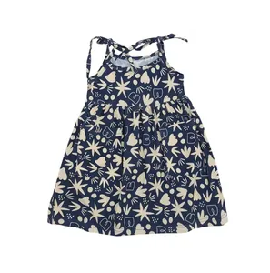 Summer Wholesale Custom Design Bamboo Spandex Cotton Baby Toddler Halter Dress Baby Girls Dress
