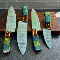 Ensemble de couteaux de chef Thewizcrafts en acier inoxydable, forgés à la main, manche en bois, style oriental, longueur de lame de 8 à 9,9 pouces, ambidextres