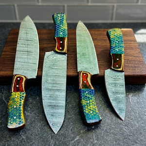 Coffret de couteaux de chef Thewizcrafts en acier Damas, forgés à la main, manche en bois, style oriental, longueur de lame 8-9,9 pouces, couteau de cuisine pour droitier - Product Image 4
