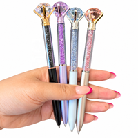 Stylo Bille Diamant Cristal avec Grande Pierre Précieuse, Corps en Plastique Transparent, Encre Noire 1mm, Écriture Fluide, Vente en Gros, Nouveauté Papeterie Cadeau