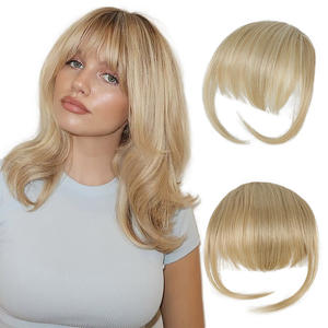Julianna Private Label resistente al calore naturale grande onda riccia Kanekalon all'ingrosso Clip sintetica capelli lisci frange frangia - Product Image 1