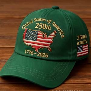 Cappellino da Baseball Estivo Regolabile in Cotone 100% con Stampa Teschio e Bandiera Americana per il 250° Anniversario degli Stati Uniti, da Uomo - Product Image 5