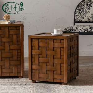 The Seventh Day Woven Coffee <b>Table</b> Wood Nesting <b>Small</b> Apartment <b>Sofa</b> Side <b>Table</b> - Product Image 2