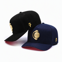 Casquette de baseball unisexe Aung Crown de haute qualité à 5 panneaux, en tissu de coton, avec logo métallique personnalisé, visière incurvée, casquettes de sport