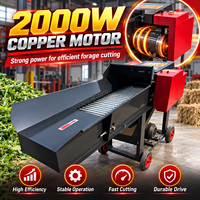 Machine à granulés d'aliments électriques 2000W avec moteur en cuivre et alimentation par rouleaux pour paille, herbe sèche, tiges de maïs et fourrage