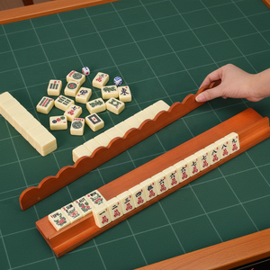Ensemble de Mahjong Américain de Luxe en Bois Massif Pliable avec Support et Poussoir de Cartes, Ensemble de 4 Pièces Mahjong avec <span class=keywords><strong>Cadeau</strong></span> Inclus - Product Image 1