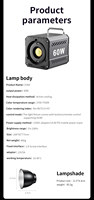 Lampe vidéo LED en plastique 60W, trépied COB bicolore 2800K-6500K, 8 scènes, monture Bowens, mini design portable, alimentée par batterie, clé