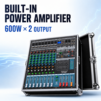 Table de mixage amplifiée 8 canaux EP-8ant 600W avec amplificateur de puissance 600W x2, étui de transport, égaliseur 6 bandes, 24 DSP, USB, Bluetooth, alimentation fantôme 48V pour scène live et église