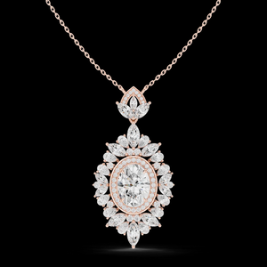 Pendentif de mariage luxueux en diamant ovale halo cluster avec diamants brillants et design élégant - Product Image 3