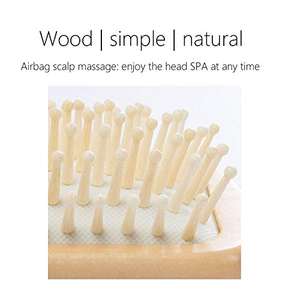 Logo personalizzato cuscino d'aria antistatico districante spazzola per capelli in legno massaggio pettine in legno di bambù - Product Image 4