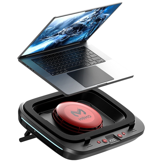 MEMO FL08 Laptop Cooling Pad LED Display Cooling Pad for Laptop Cooler RGB Gaming Notebook Cooler 30W Cooling Desktop Laptop and