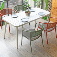 Ensemble de table à manger empilable de couleur pour jardin, 4 places, chaises de restaurant modernes de luxe