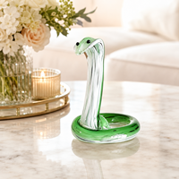 Figurine de serpent en verre soufflé artisanal, écologique et unique, pour la maison, le bureau, la table ou comme mascotte