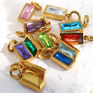 Kalung Liontin Batu Kelahiran 12 Zodiak DIY Baru 2025, Lapisan Emas 18K PVD, Liontin Zirkon Warna-warni, Gaya Trendi untuk Pembuatan Perhiasan - Product Image 4
