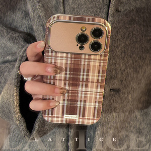 Nouvel Étui Marron à Carreaux en Similicuir <span class=keywords><strong>avec</strong></span> <span class=keywords><strong>Cordon</strong></span> Antichoc et Design Premium pour <span class=keywords><strong>iPhone</strong></span> 16 Pro Max 15/14/<span class=keywords><strong>13</strong></span>/17 - Product Image 3