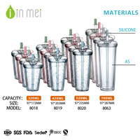 Gobelet isotherme à double paroi de 700 ml avec logo personnalisé, insert en papier brillant, couvercle à motif de dessin animé DIY, en AS+Silicone, pour jus et boisson