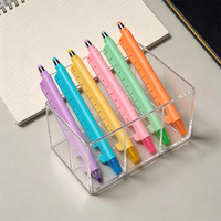 Marcador Multifuncional 5 en 1, Creativo y Colorido, Bolígrafo de Gel para Pantalla Táctil, 6 Colores Fluorescentes, Resaltador con Regla