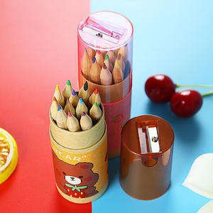 12 colori <span class=keywords><strong>cartoni</strong></span> <span class=keywords><strong>animati</strong></span> matite colorate per bambini Set di matite in legno naturale con temperino per studenti di cancelleria e disegno - Product Image 3