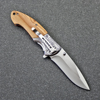 Couteau EDC à lame fixe avec manche en bois d'olivier sculpté avec soin, couteau utilitaire multi-usages, supporte la personnalisation du logo OEM