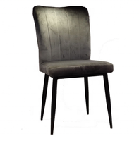 Lot de 6 chaises de salle à manger rembourrées en tissu de lin-Gris foncé