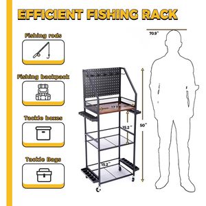Custodie per canne Premium 12 in plastica per canna da pesca e riporre attrezzi con ganci e ruote per uso Garage - Product Image 4