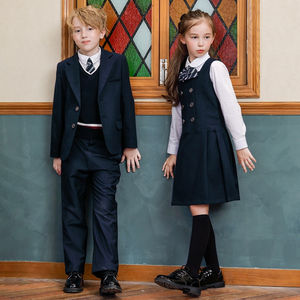 RG - Vêtements pour enfants du collège et du lycée, blazers, chemises et jupe ou pantalon, ensembles de 3 pièces, uniforme scolaire <span class=keywords><strong>bleu</strong></span> <span class=keywords><strong>marine</strong></span>, <span class=keywords><strong>veste</strong></span> - Product Image 2