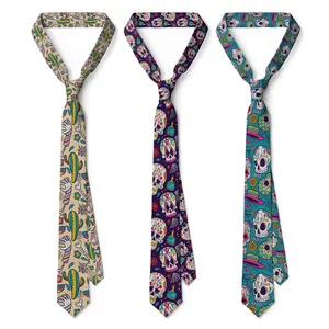 Nueva corbata de calavera para hombre, corbata de negocios informal delgada con estampado de 8CM, corbata Harajuku para fiesta de boda, Halloween, corbata novedosa Gravatas