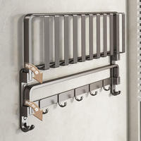 Porte-serviettes pliable sans perçage, accessoires de salle de bain, étagère murale de rangement, organisateur de douche robuste pour toilettes et salle de bain
