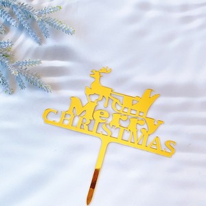 ท็อปเปอร์เค้กอะคริลิคคริสต์มาสลายน้ำผึ้งและรสหวาน แบบสองชั้น ของตกแต่งงานปาร์ตี้สุขสันต์วันคริสต์มาส - Product Image 3